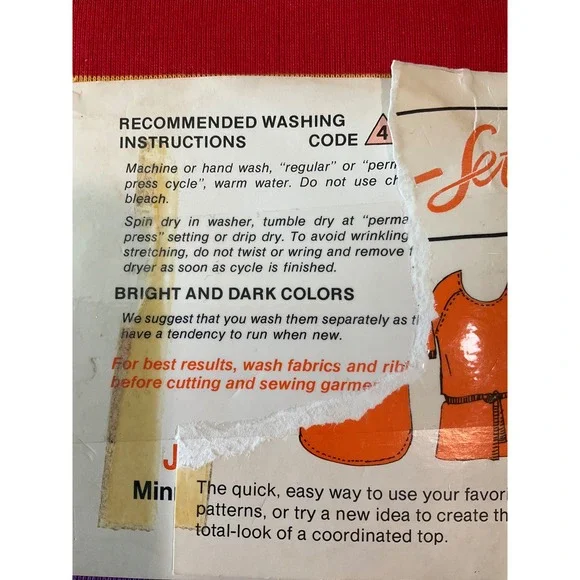 Vintage Ready-To-Sew Tee-Set Colorful Stripes Fabric ONLY Jersey 80s Crafting - Picture 5 of 5